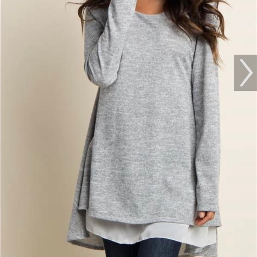 PinkBlush maternity sweater with chiffon